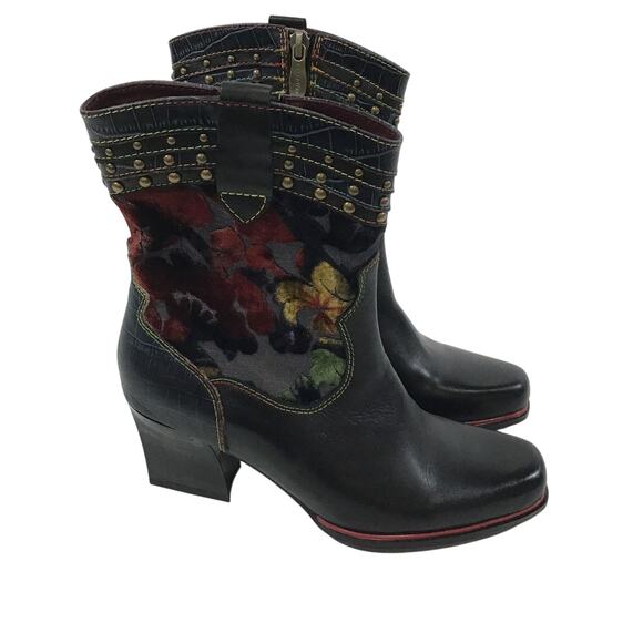 L'Artiste 'Happytime' Zip Leather Boots Black Multi Women's Size 37 (6.5/7) - Picture 4 of 6